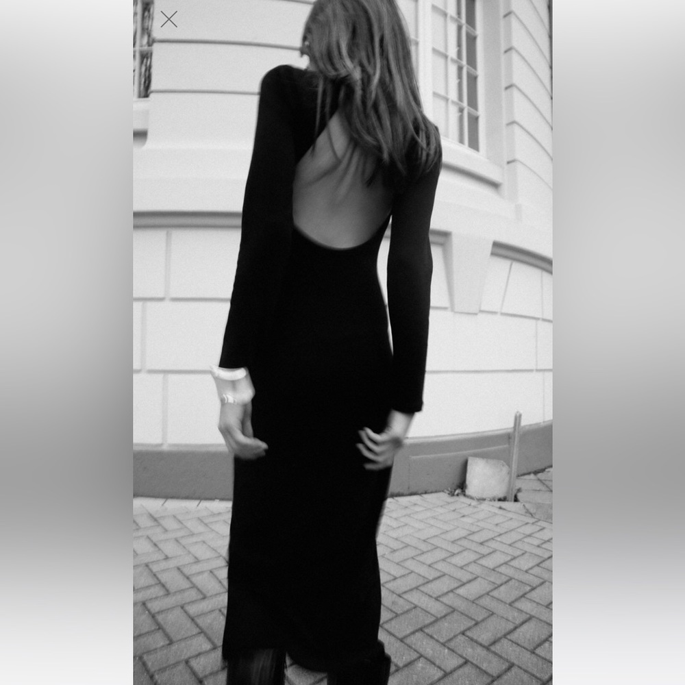 ZARA OPEN BACK FITTED INTERLOCK DRESS